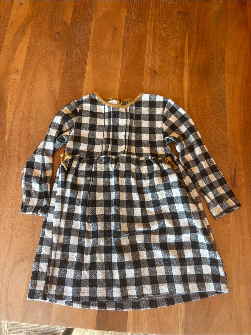 Zara Black and White Check Flannel Long-Sleeve Dress